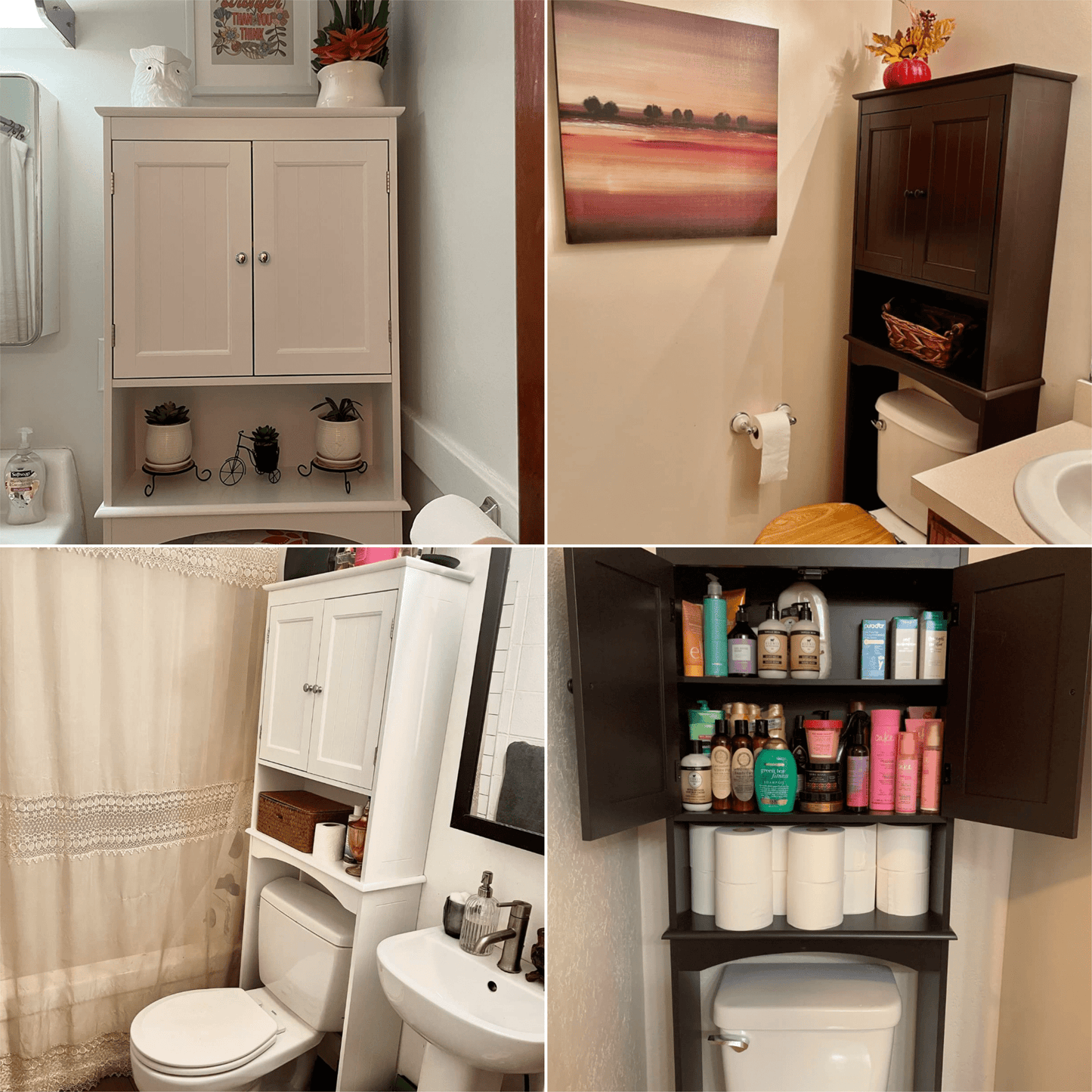 Lofka Over the Toilet Storage Cabinet with Adjustable Shelf and Double Doors, White