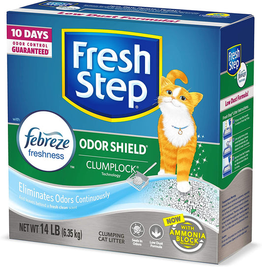 Fresh Step Odor Shield Scented Litter with the Power of Febreze, Clumping...