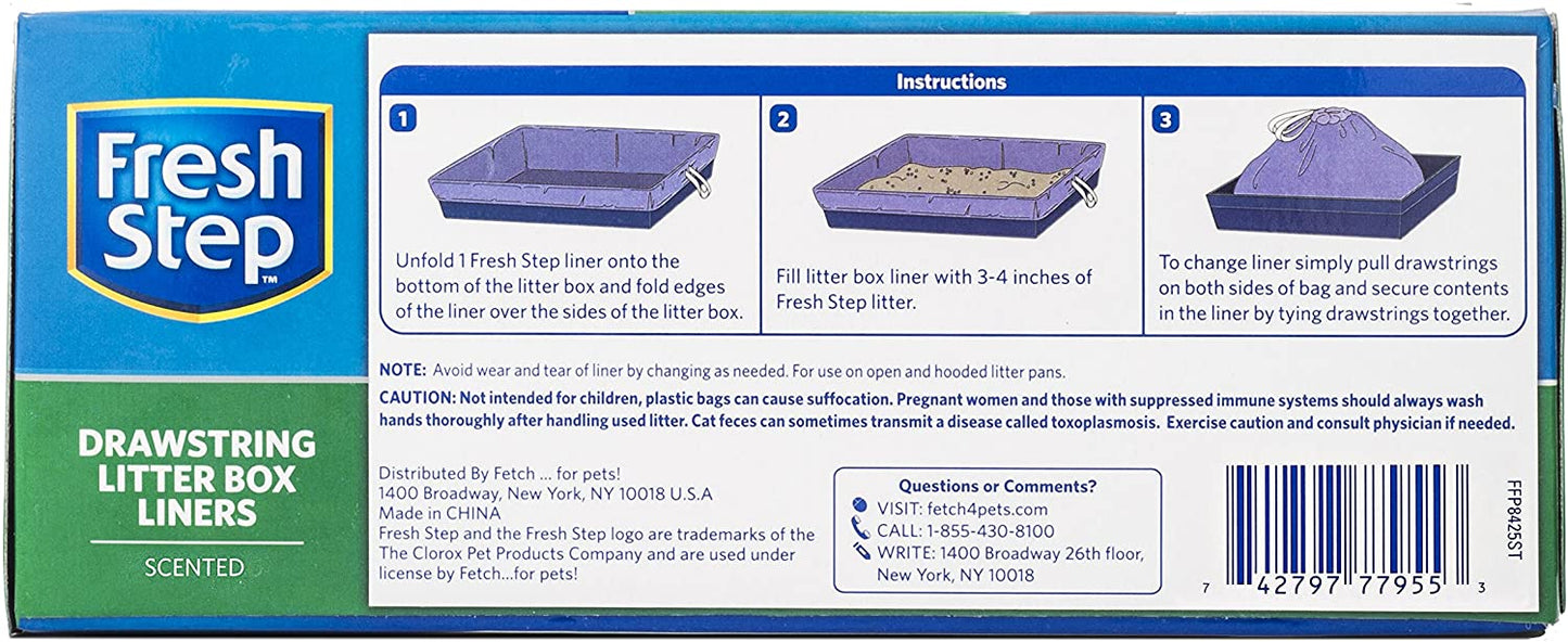 Fresh Step Drawstring Cat Litter Box Liners, Scented, Jumbo 7 Count, Violet