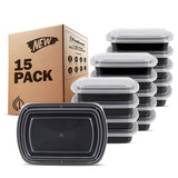 Freshware Meal Prep Containers [15 Pack] 1 Compartment with Lids, Food Storage Containers, Bento Box, BPA Free, Stackable, Microwave/Dishwasher/Freezer Safe (28oz)