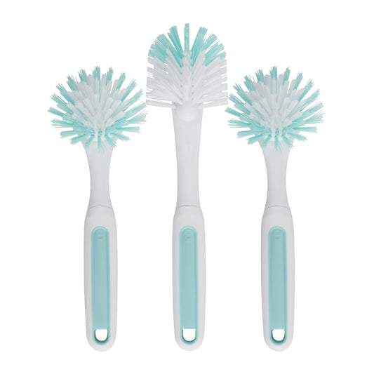 3-Piece BPA-Free Kitchen Dish Brush Set, Teal