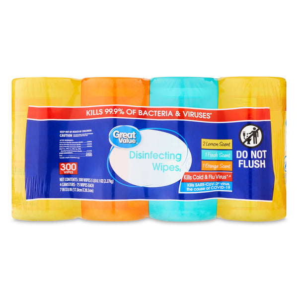 Disinfecting Wipes, 4 Pack, 300 Total Wipes