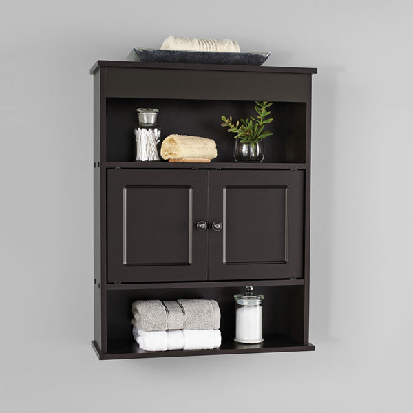 Bathroom Wall Mounted Storage Cabinet with 2 Shelves, Espresso
