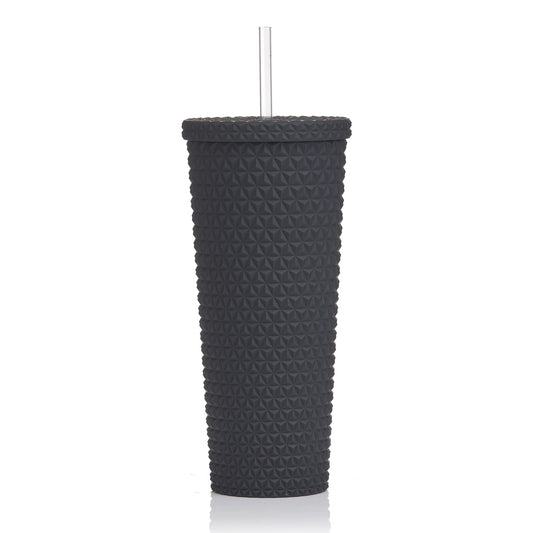 26oz Double Wall AS Plastic Textured Tumbler Rich Black