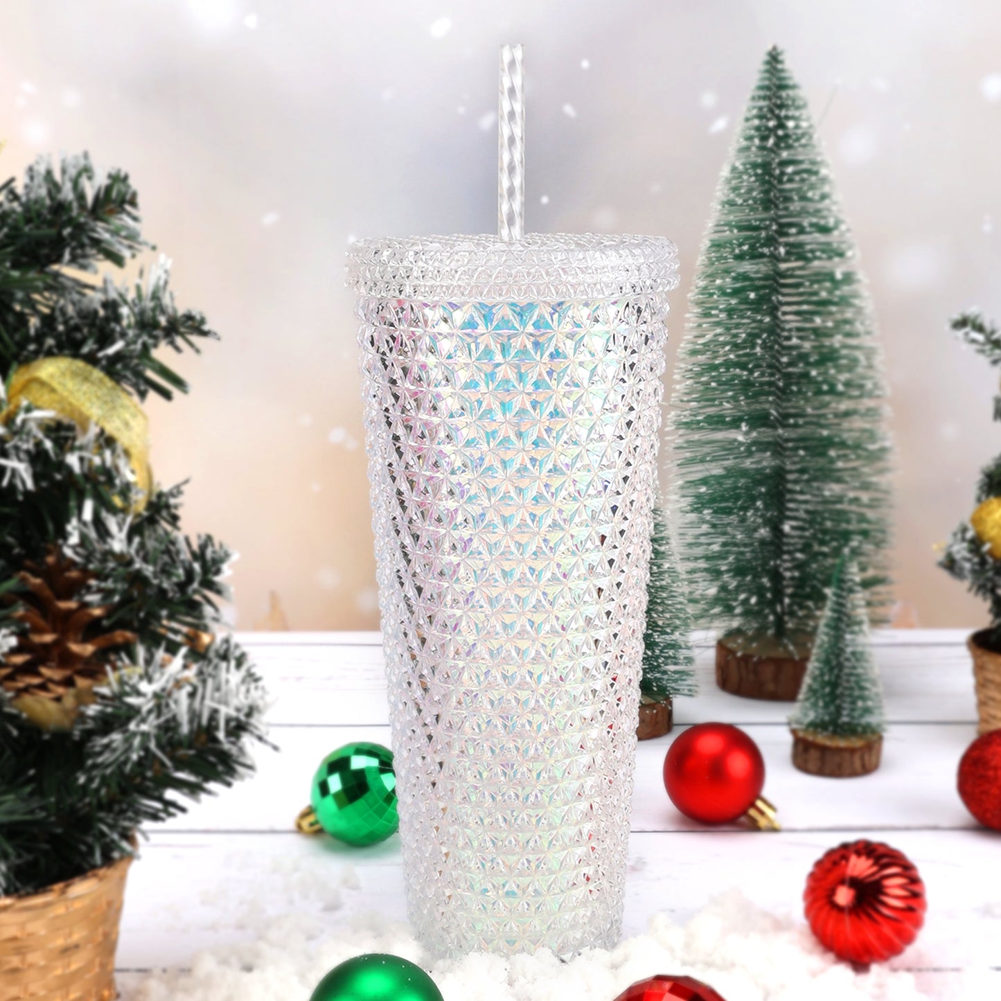 Holiday Time 26 Ounce Plastic Iridescent Double Wall Tumbler