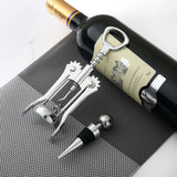 Stainless Steel Wing Corkscrew and Wine Stopper Set, Silver