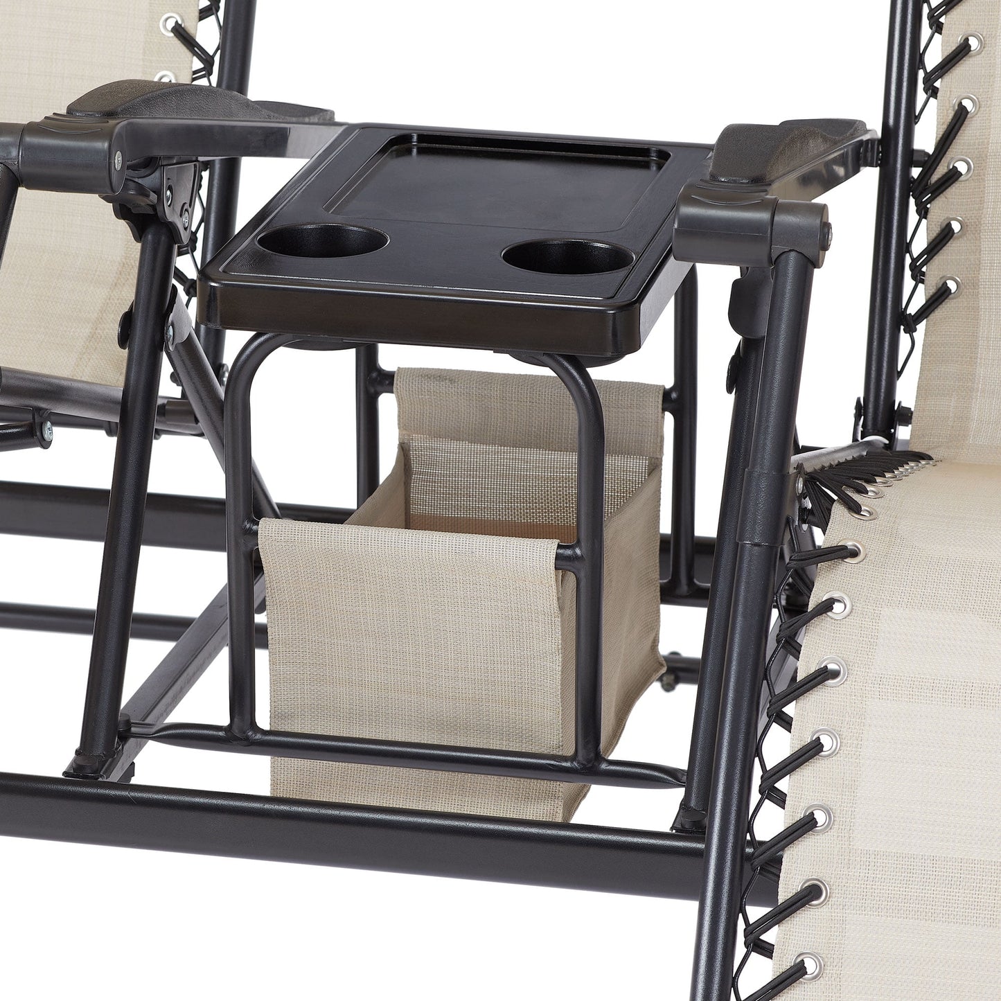 2-Seat Reclining Oversized Zero-Gravity Swing with Canopy and Center Storage Console