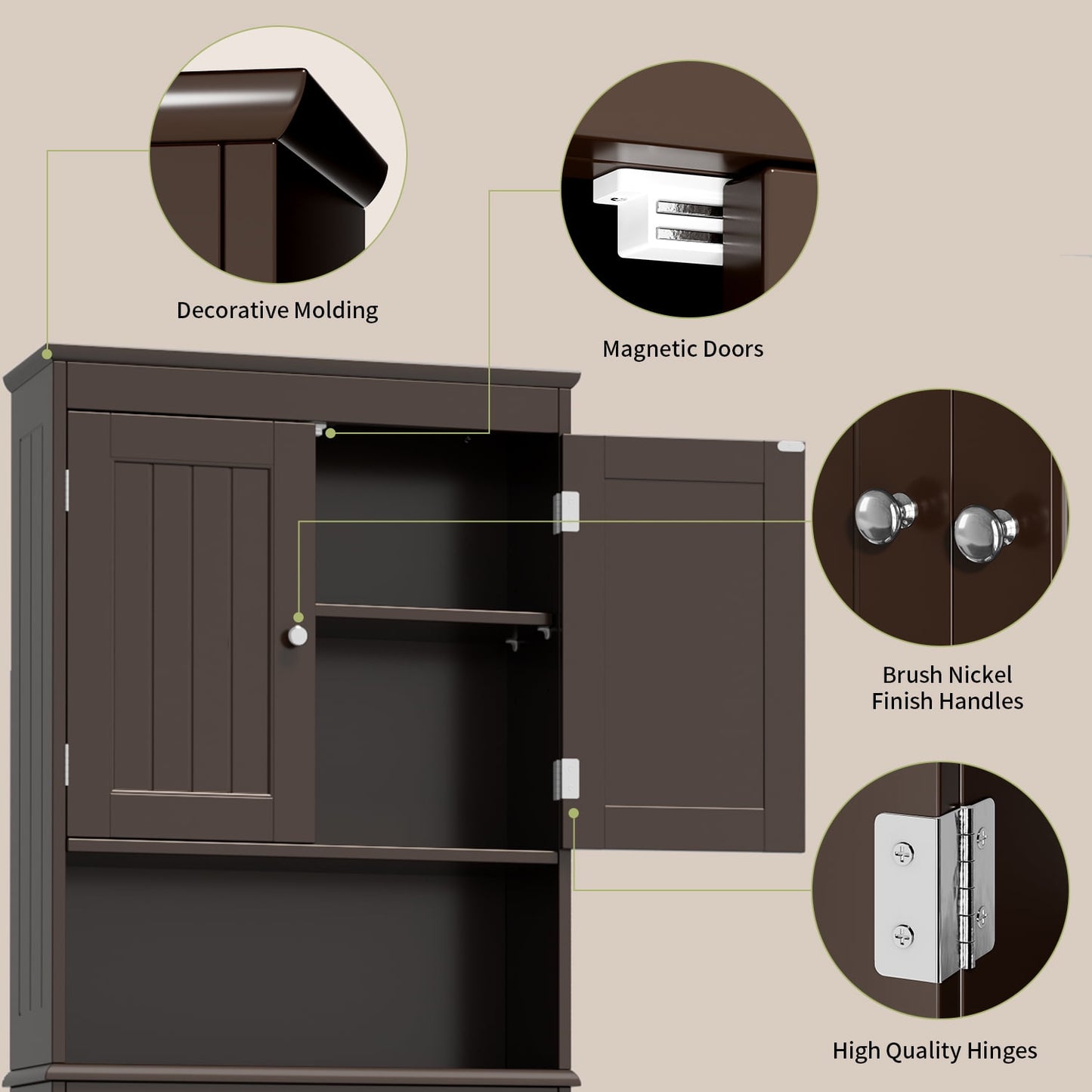 Lofka Over the Toilet Storage Cabinet with Adjustable Shelf and Double Doors, White