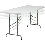 Flash Furniture 6-Foot Height Adjustable Granite White Plastic Folding Table