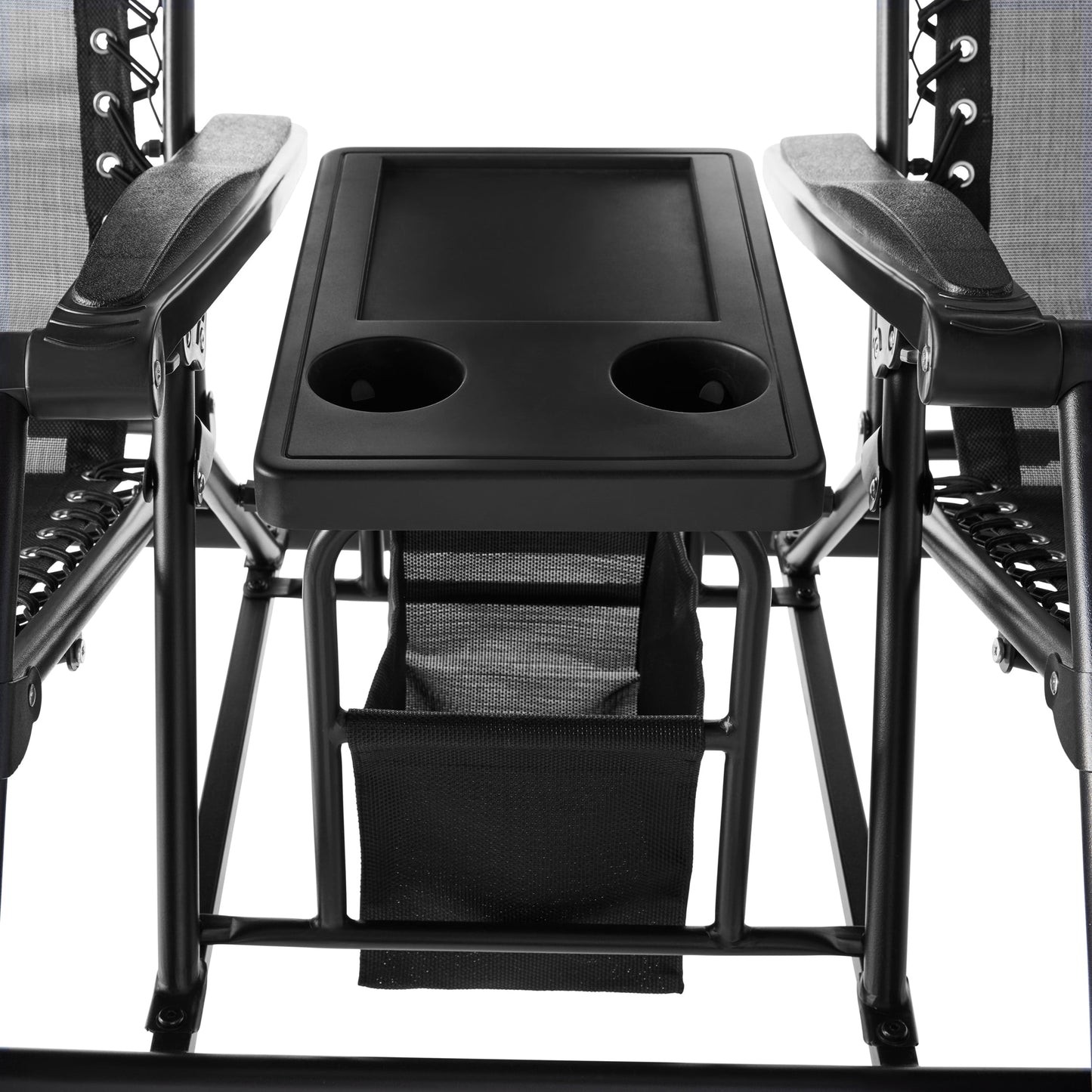 2-Seat Reclining Oversized Zero-Gravity Swing with Canopy and Center Storage Console