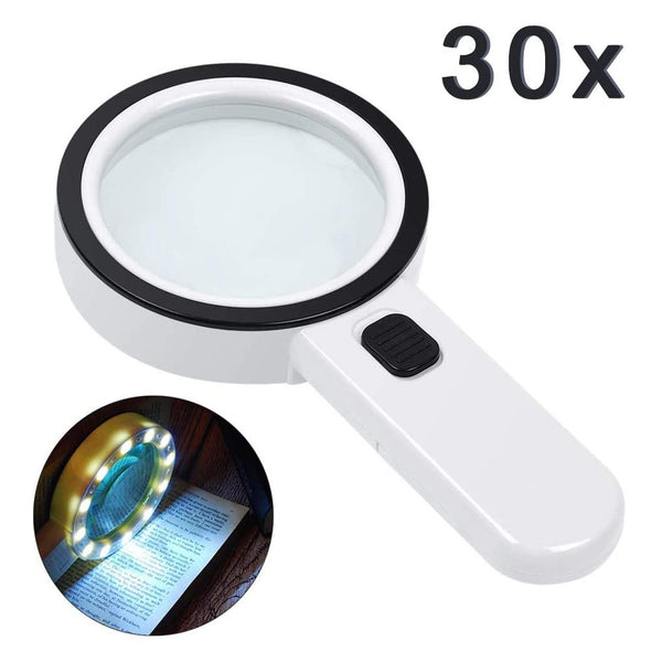 Handheld 30X LED Magnifier Microscope Magnifying Glass
